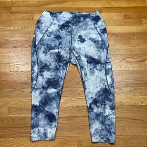 Soma WKND 360 7/8 Leggings Womens XXL Blue White Watercolor Splash Yoga Active